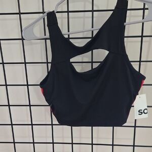 SO Black and Red Sports Bra with Racerback Design